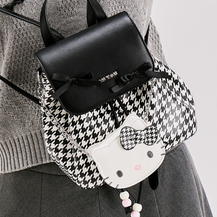 チャーム付き かわいい 千鳥格子 2WAY ミニリュック C-339