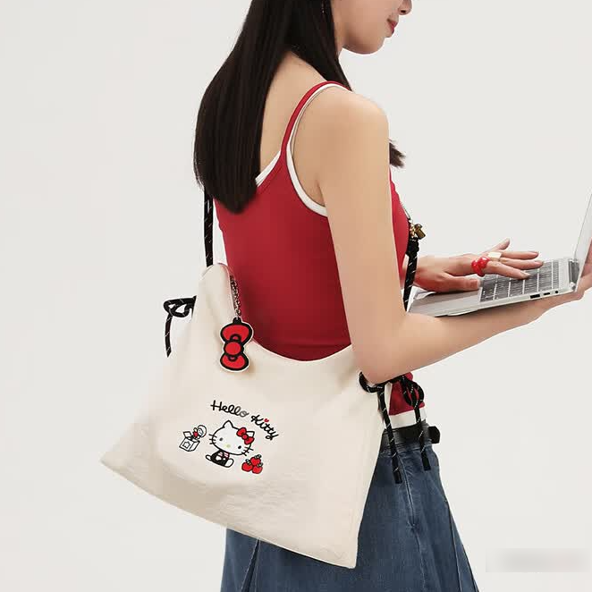 撥水防汚 刺繍 大容量 調整ショルダー トートバッグ C-342