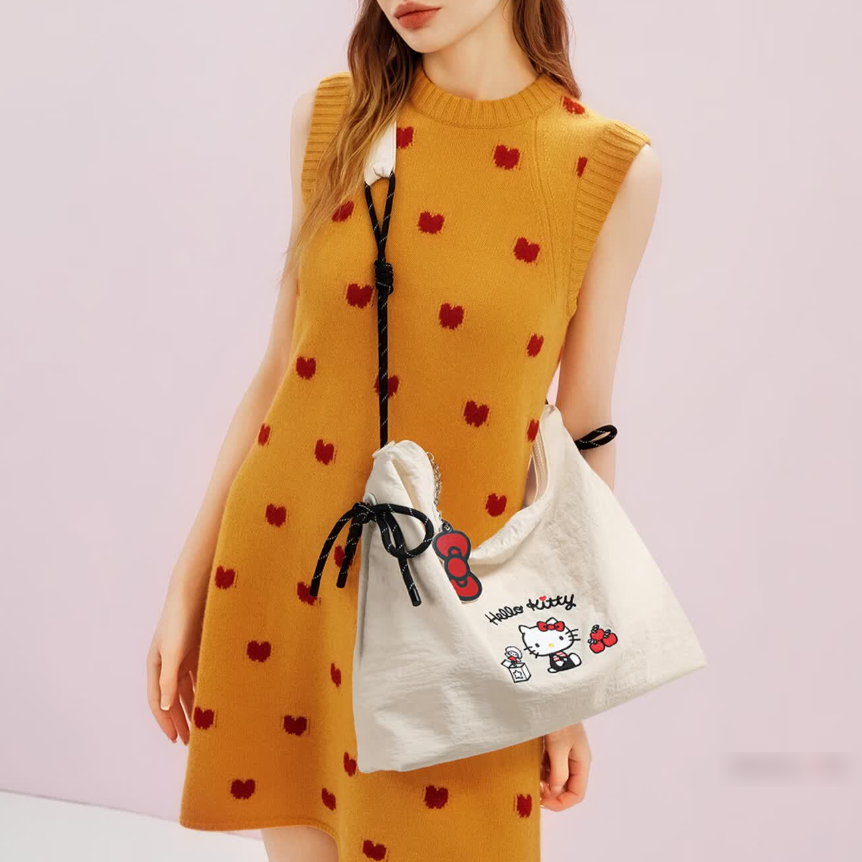 撥水防汚 刺繍 大容量 調整ショルダー トートバッグ C-342