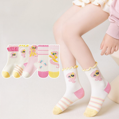 5足セット 抗菌タイプ 無蛍光剤 フリル裾 滑り止め 子供ソックス C-346