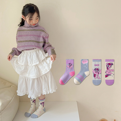 5足セット 抗菌タイプ 無蛍光剤 フリル裾 滑り止め 子供ソックス C-346