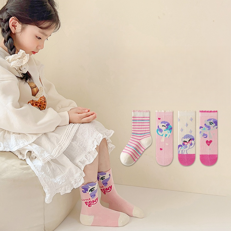 5足セット 抗菌タイプ 無蛍光剤 フリル裾 滑り止め 子供ソックス C-346