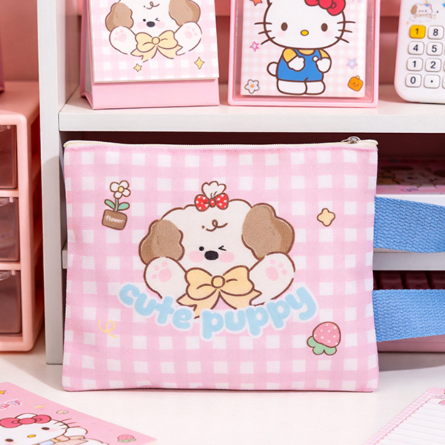 ふわふわ ハンドル付き ファスナー 収納 小物入れ ポーチ C-383