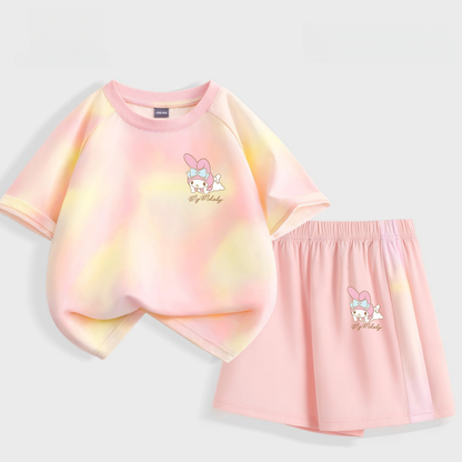 キッズ 速乾 冷感 通気吸汗 タイダイ染め トップス+パンツ セットアップ n-369