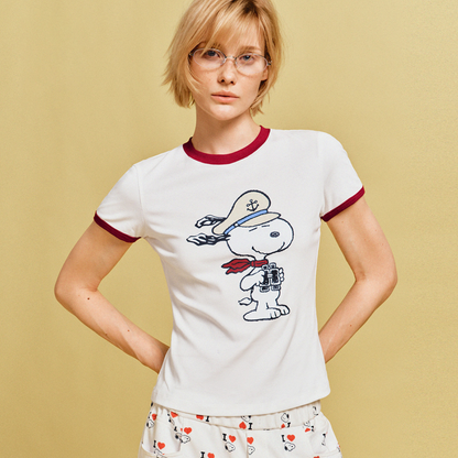 2色展開 着瘦せ プリント Tシャツ C-50042
