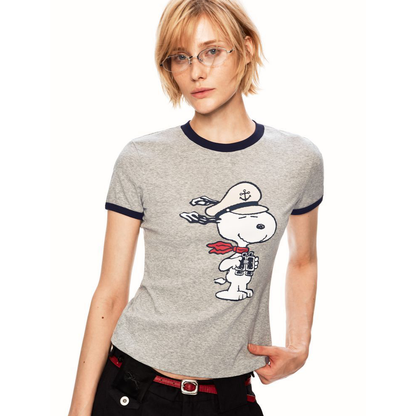 2色展開 着瘦せ プリント Tシャツ C-50042