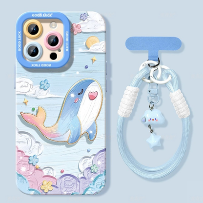 iPhone機種に対応 クジラ油絵 スマホケース C-80063
