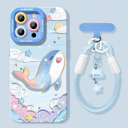 iPhone機種に対応 クジラ油絵 スマホケース C-80063