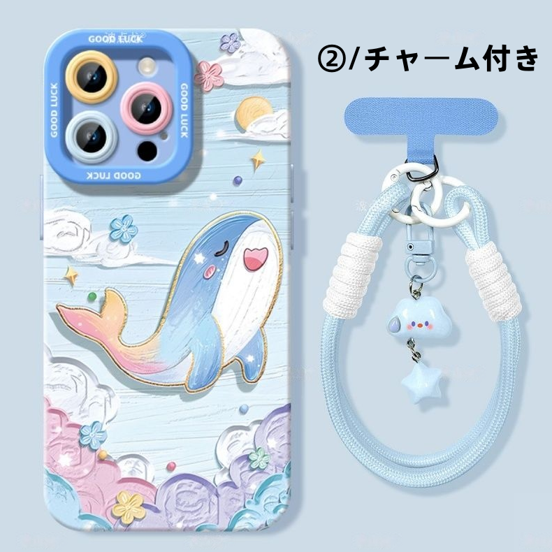 iPhone機種に対応 クジラ油絵 スマホケース C-80063