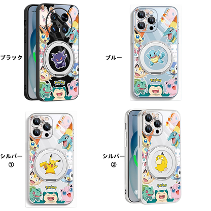 iPhone機種に対応 リングスタンド付き レンズ保護 スマホケース C-80135
