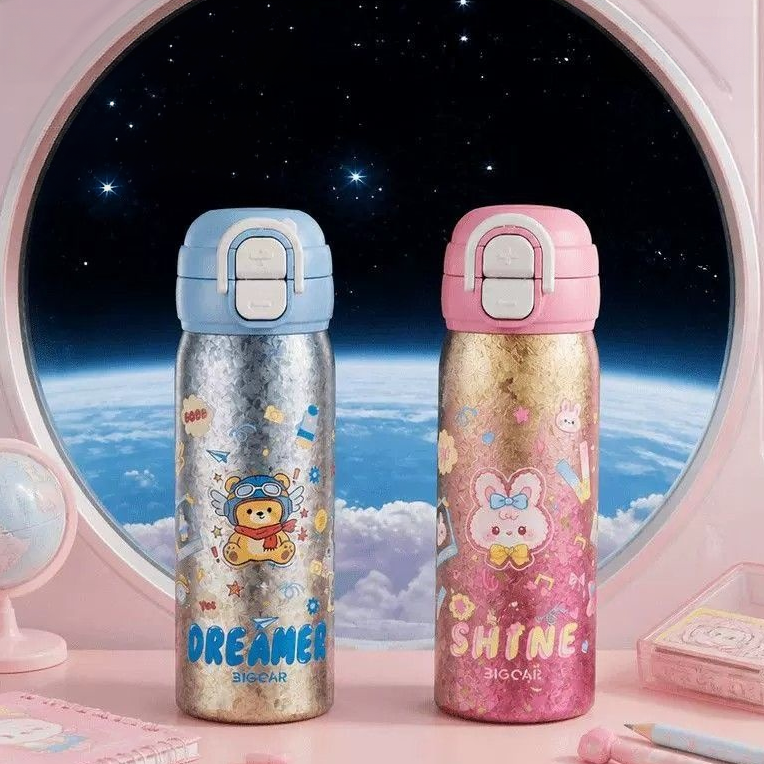 550ml 純チタン 漏れ防止 保温保冷 ボトル 水筒 C-477