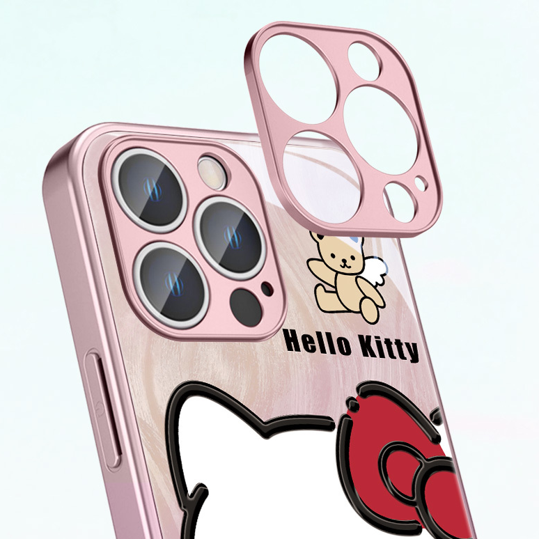 iPhone機種に対応 メタリックフレーム ガラス調 スマホケース C-80152
