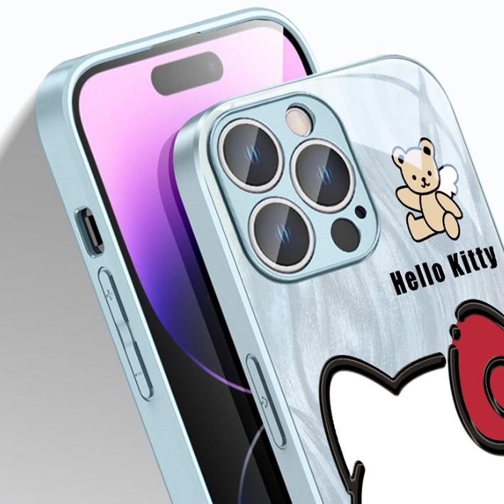 iPhone機種に対応 メタリックフレーム ガラス調 スマホケース C-80152