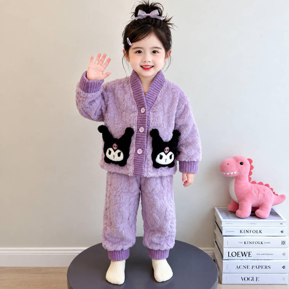 二点セット ルームウェア 秋冬 ふわふわ トップス+パンツ セットアップ n-452