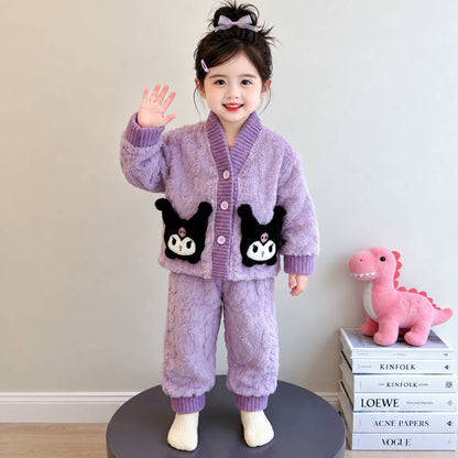 二点セット ルームウェア 秋冬 ふわふわ トップス+パンツ セットアップ n-452