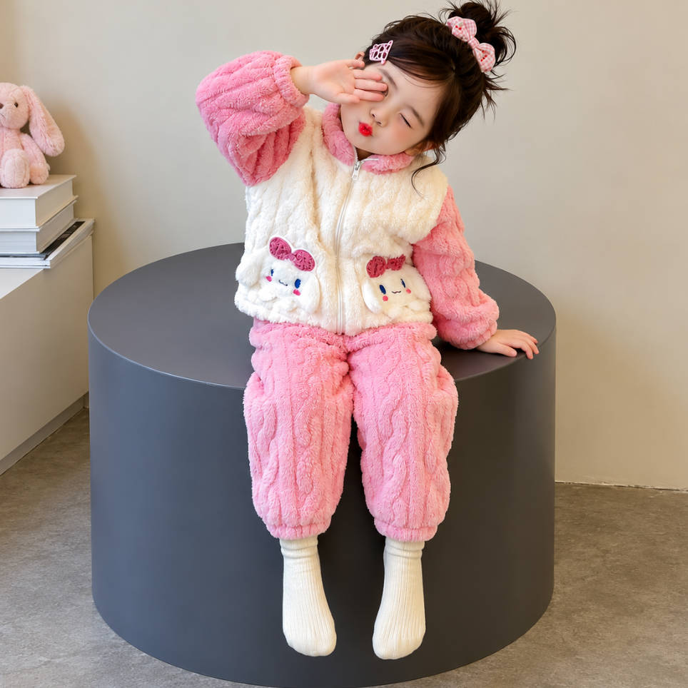 二点セット 秋冬 ふわふわ ルームウェア あったか トップス＋パンツ セットアップ n-453