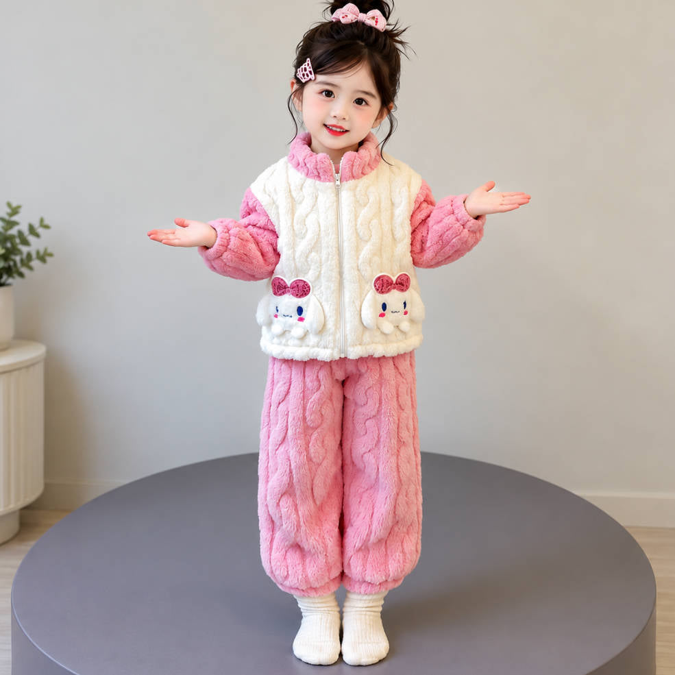 二点セット 秋冬 ふわふわ ルームウェア あったか トップス＋パンツ セットアップ n-453