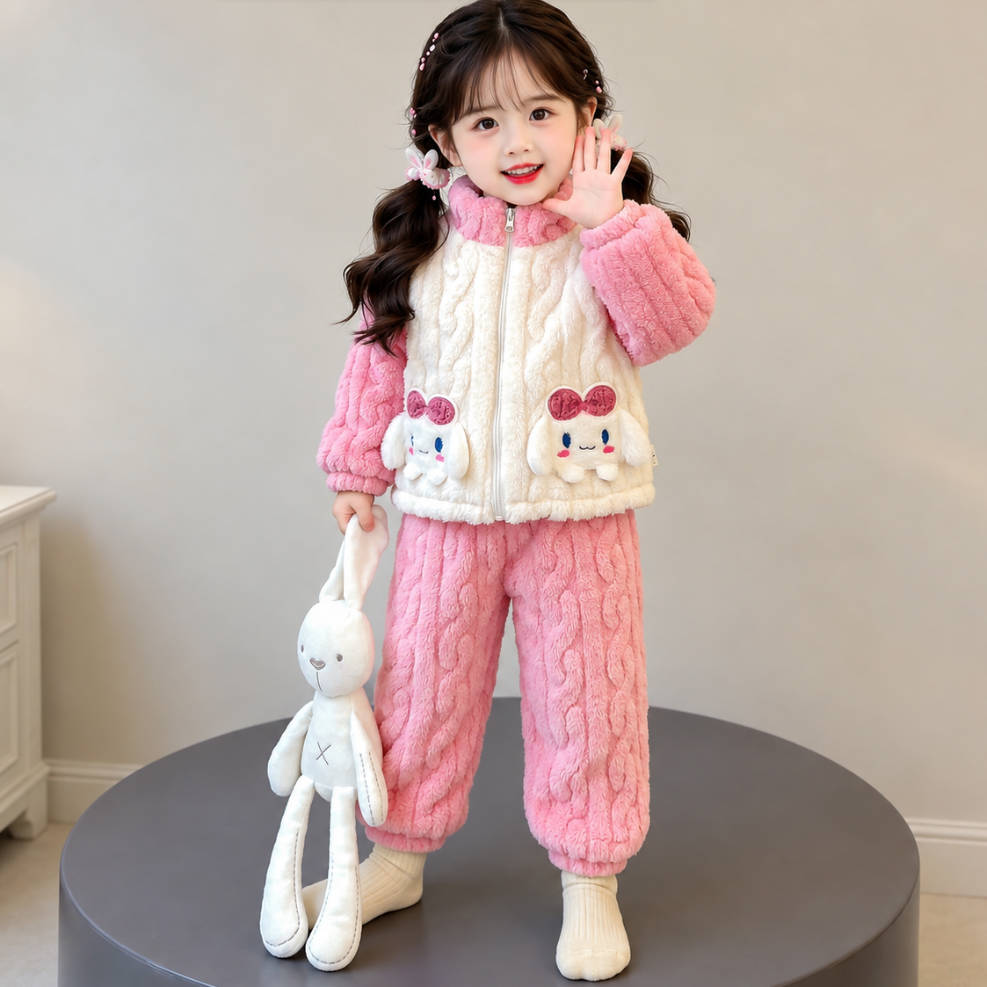 二点セット 秋冬 ふわふわ ルームウェア あったか トップス＋パンツ セットアップ n-453