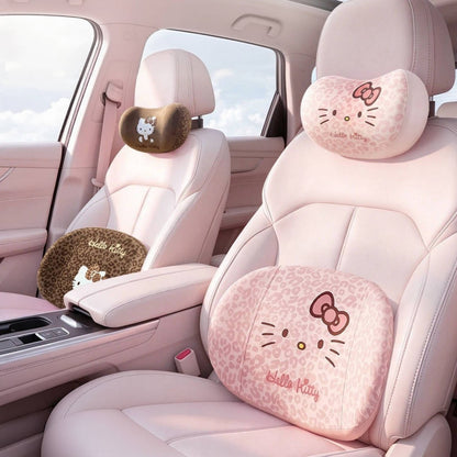 レオパード柄 車用ネックピロー＆ランバークッション 人間工学設計 ドライブクッション C-519