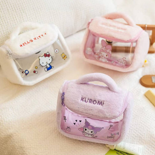 大容量 ふわもこ フック付き 化粧ポーチ C-551
