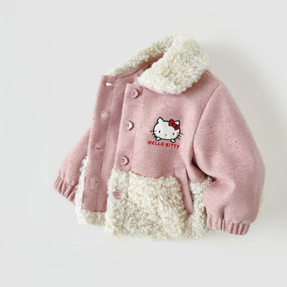 ボア襟 刺繍デザイン 女の子 秋冬 中綿ジャケット n-480