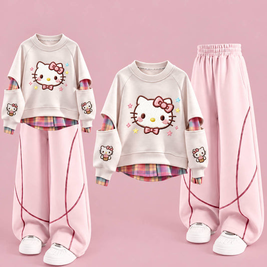 二点セット 韓国風 裏起毛 トレーナー +  パンツ セットアップ n-482