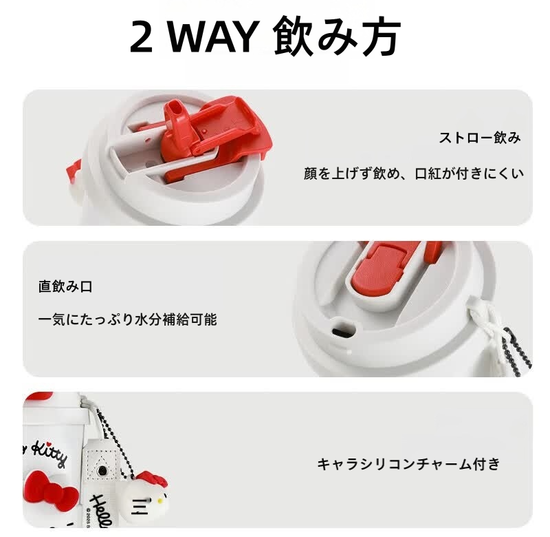 520ml 2WAY 長時間保温 チャーム付き 保温 ボトル C-229