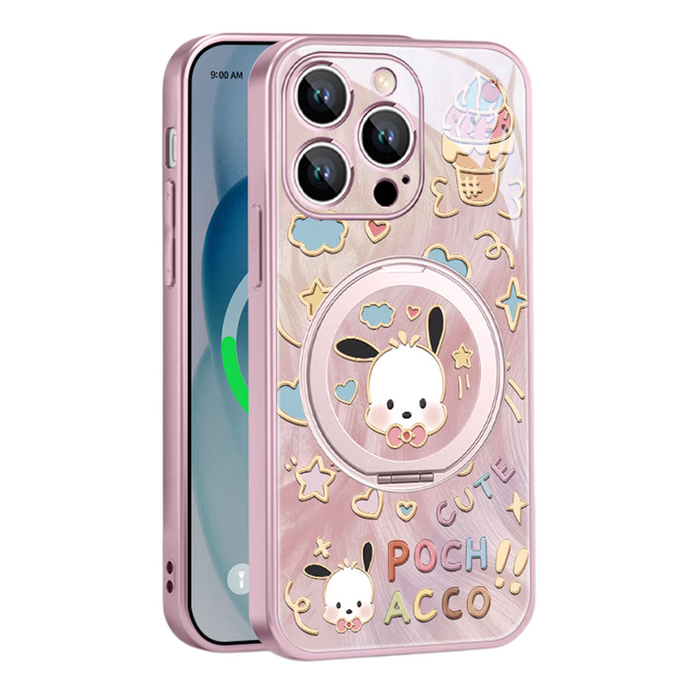 iPhone機種に対応 リングスタンド付き キュート 総柄 スマホケース C-80139