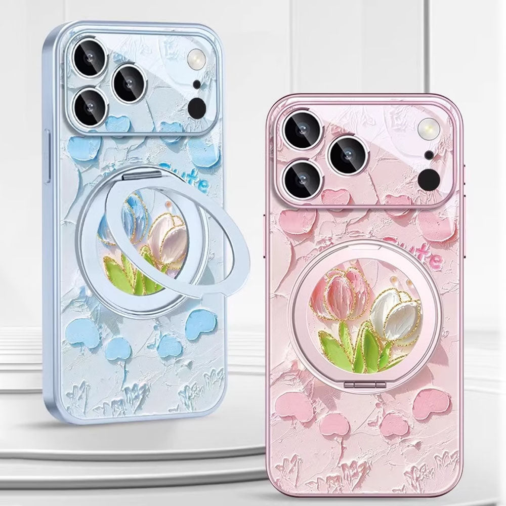 iPhone機種に対応 リングスタンド付き 360°回転 スマホケース C-80134