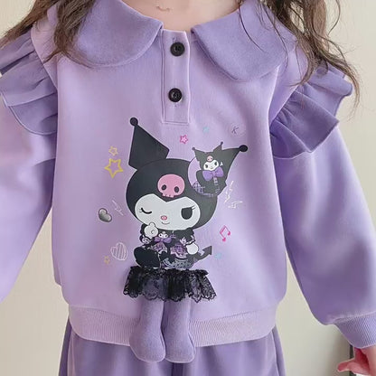 二点セット 春秋 フリル トップス＋パンツ セットアップ n-458