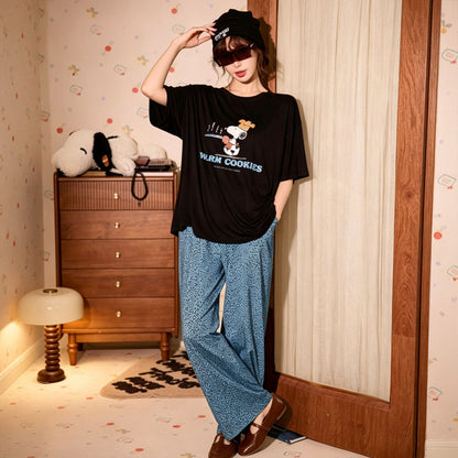 冷感快適 Tシャツ+カジュアルパンツ パジャマセット C-50064