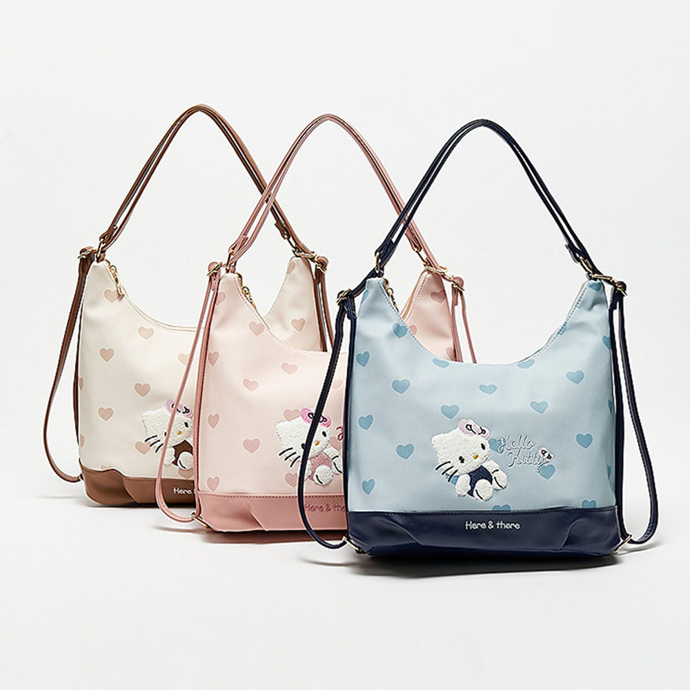 3カラー ハート柄 刺繍入り バッグ C-505