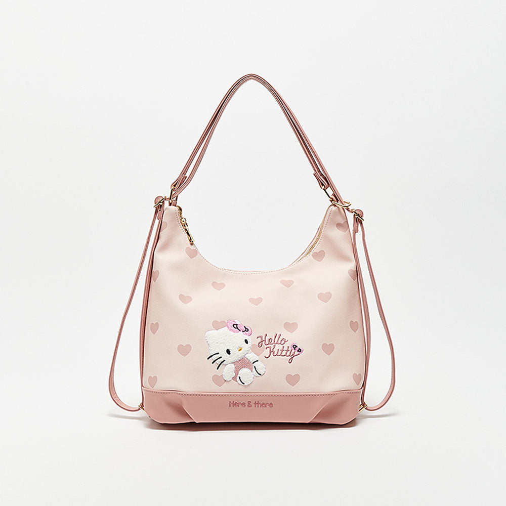 3カラー ハート柄 刺繍入り バッグ C-505