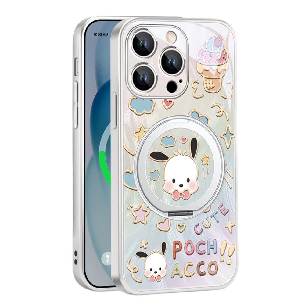 iPhone機種に対応 リングスタンド付き キュート 総柄 スマホケース C-80139