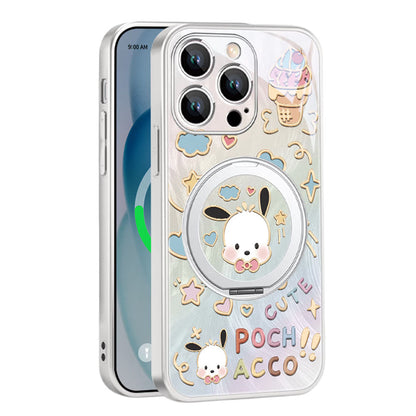 iPhone機種に対応 リングスタンド付き キュート 総柄 スマホケース C-80139